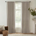 Linen Textured 100% Blackout Curtains 90 Inch Long for Bedroom (Natural Beige / 52"W x 90"L (Pack of 2))