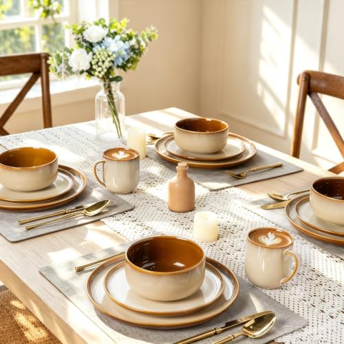 Ceramic Dinnerware Sets for 6 (Modern-Khaki / Service for 6 (18 Pcs))