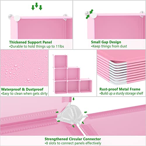 6 Cube Storage Organizer Cube Shelf Closet Storage Bookcase (Pink)