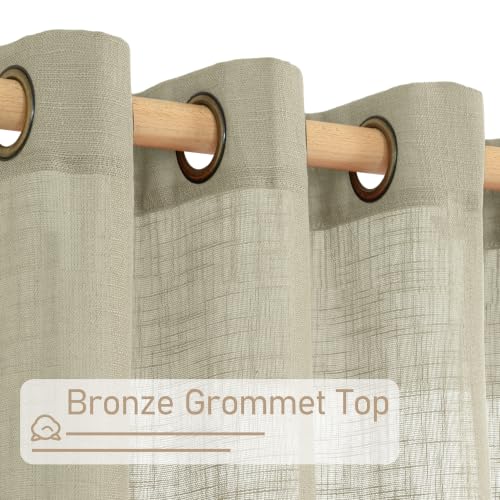 Oatmeal Sheer Linen Curtains 84 Inches Long for Living Room 2 Panels (52"W x 84"L (Pack of 2) / Oatmeal)