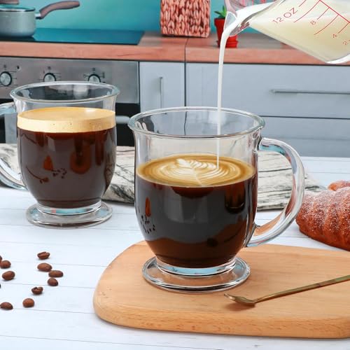 Set of 4 Clear Glass Coffee Mugs (4transparent-Crinkled mug)