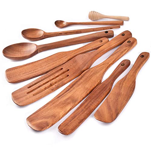 Spurtle Set Wooden Spurtle Set of 9 (Teak Wood Spurtle-9PCS)