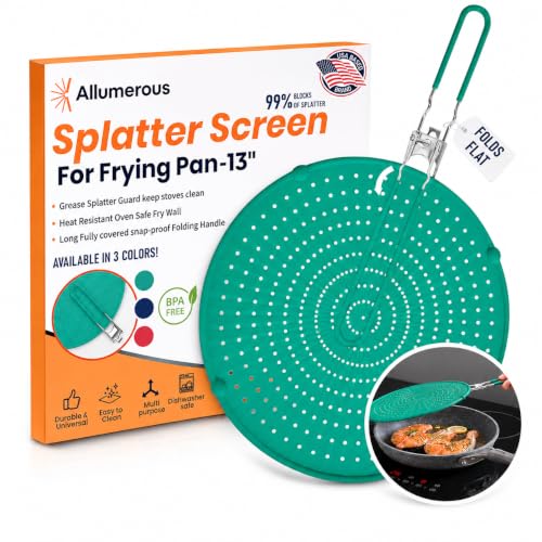 Silicone Splatter Screen for Frying Pan (13 inch / Green)