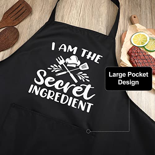 3 Pack Women Funny Cooking Aprons with Pockets (Black)