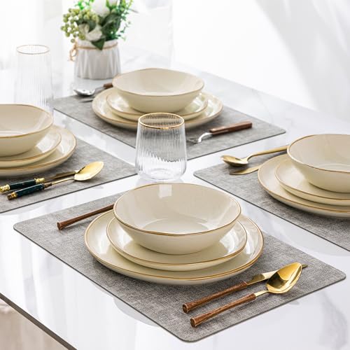 Ceramic Dinnerware Sets for 4 (Beige / Service for 4)