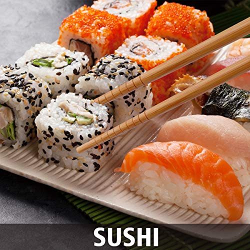 Reusable Chopsticks Japanese Natural Bamboo Classic Style 5 Pairs Lightweight Safe Chop Sticks 8.8 Inch (Blue Fish)