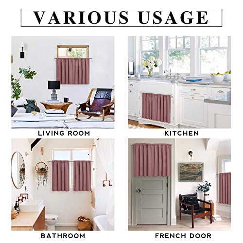 Blackout Curtains for Bedroom Living Dining Room 84 inches Long (Dusty Rose / 42"W x 84"L (Pack of 2))