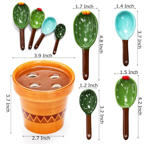 5Pcs Ceramic Measuring Spoons in Pot