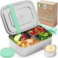 Stainless Steel Bento Box + Condiment Container (Green / 47oz / 1400ml)
