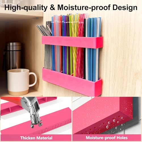 9.5” Large Acrylic Straw Holder for Cabinet Door (Large / Hot Pink)