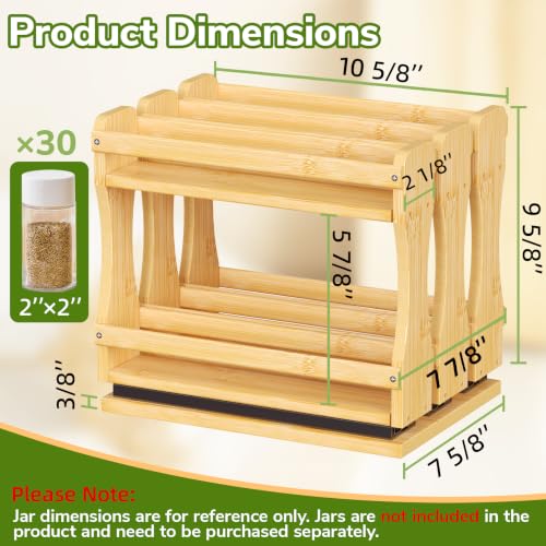 Pull Out Spice Rack Organizer for Cabinet (7.7" Wide, 3 Drawers)