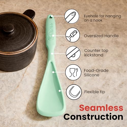 Seamless Silicone Spatula Spoon Multifunction Scoop Kitchen Spoon (Mint-2 Pack)