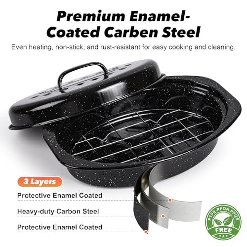 13” Roasting Pan with Lid and Rack (13 Inch)