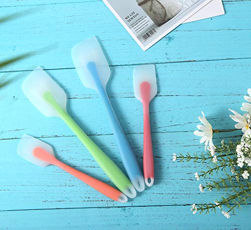 Silicone Spatula Set of 4 (2 Large(Blue, Green) + 2 Small(Orange, Red))