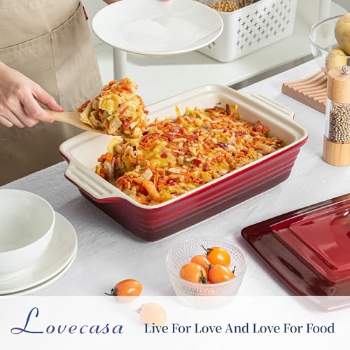 4.5 Quart Ceramic Casserole Dish with Lid (Gradient Red)