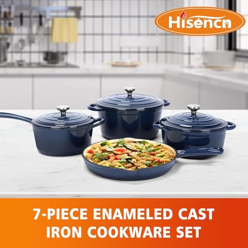 Enamel Cast Iron Cookware Set (Navy / 4 Pieces)