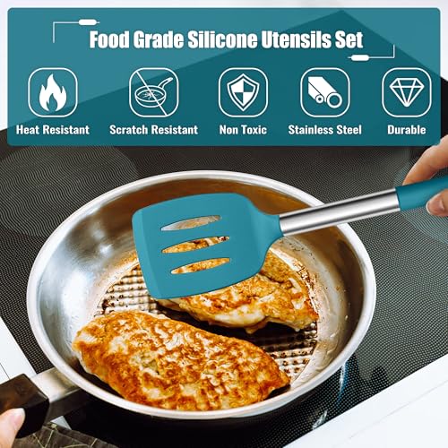 14 Pieces Silicone Cooking Utensils Set (Blue)