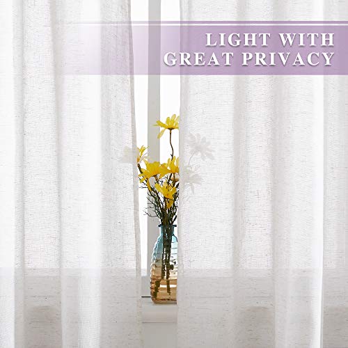 Linen Curtains Off White Sheer Flax Textured (52"W x 84"L (Pack of 2) / Off White)