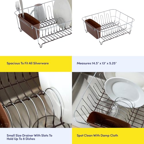 Dish Drying Rack & Cutlery Holder 2 Piece Set (Bronze)
