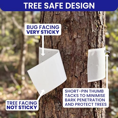 Spotted Lantern Fly Trap for Trees. 3 Sticky Fly Paper Rolls with Pins and Egg Scraper. Bug Tree Tape Wrap Ant Barrier Spotted Lanternfly Killer. Lantern Flies Tape for Trees Glue Insect Barrier