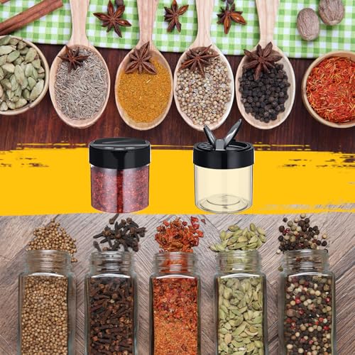 50 Pack 4.7 oz Plastic Spice Jars with Black Cap Empty Clear Plastic Spice Bottle Containers Reusable Seasoning Jars with Shaker Lids for Kitchen Storing and Dispensing Salt Powders (4.7 oz)