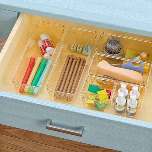12 Pack Clear Drawer Organizer Set (Champagne / 12 PCS)