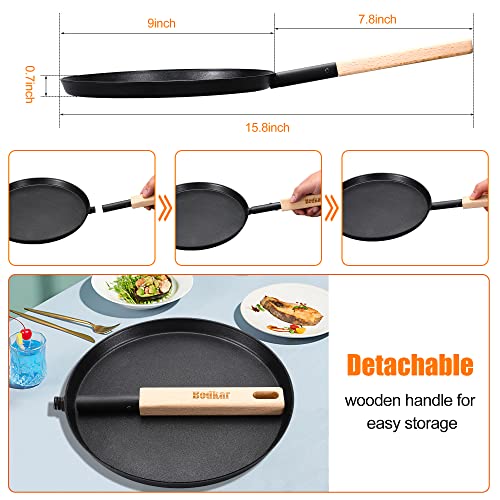 8 inch Frying Pan Skillet Flat Crepe Pan (Black / 8-inch Crepe)