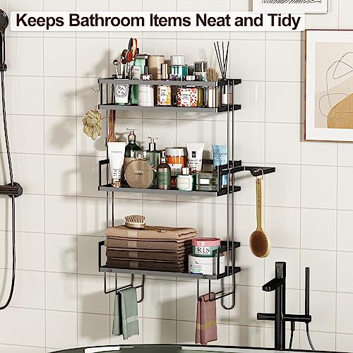 3 Tier Over Toilet Storage Shelf (Black / 3-Tier)
