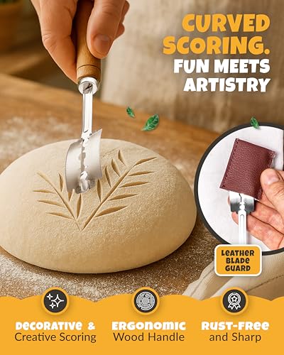 Bread Lame 2 Piece Set for Controlled Dough Scoring with 5 Blades (Bread Lame Set)