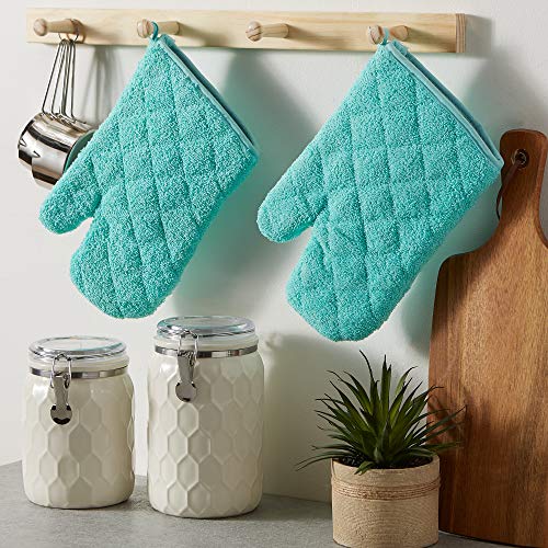 Basic Terry Collection 100% Cotton Quilted (Aqua / Oven Mitt)
