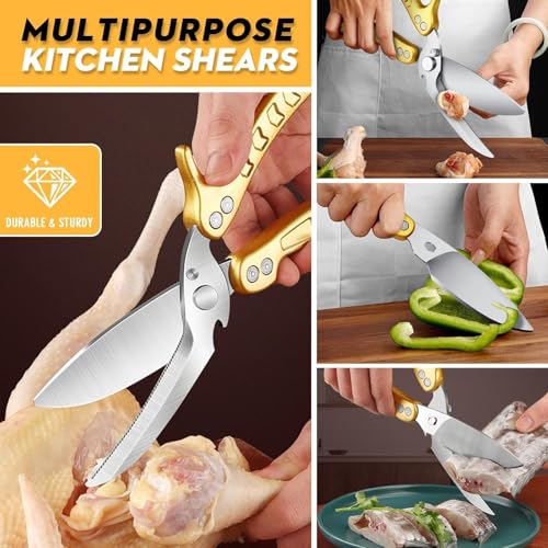 Poultry Shears Heavy Duty Kitchen Scissors (Yellow)