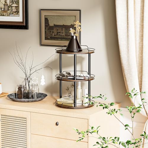 10'' Wood Lazy Susan Turntable Organizer for Cabinet (10 inches 3 Tier)