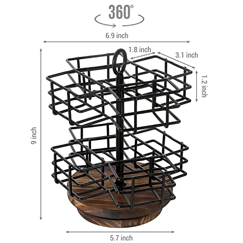 Rotating Tea Bag Holder Carousel (Burnt Wood)