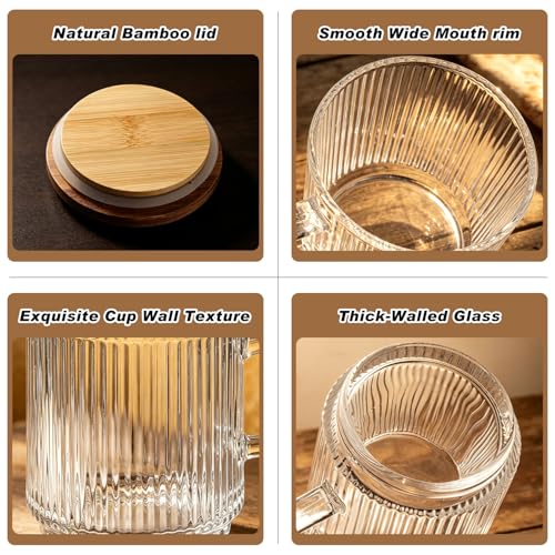 Vintage Glass Coffee Mugs with Silicone (Set of 4)