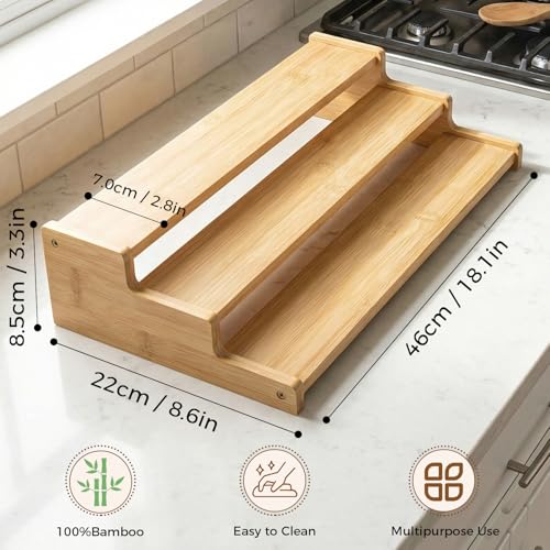 Spice Rack Organizer for Cabinet (Bamboo / L)