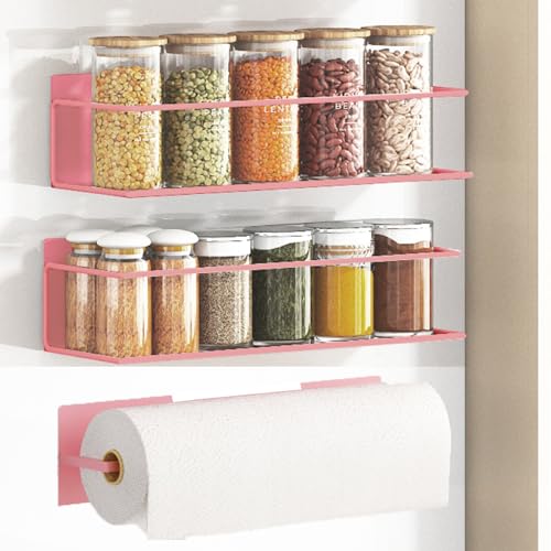 Magnetic Spice Rack For Refrigerator (2 Pack / Pink)