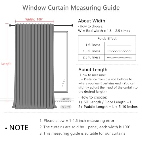 Living Room Curtains 90 Inches Long Farmhouse Light Filtering Privacy Curtain Drapes for Patio Door (100"W x 90"L (Pack of 1) / Dusty Blue-new)