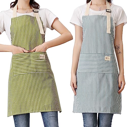 Apron with 2 Pockets (Blue/Green)