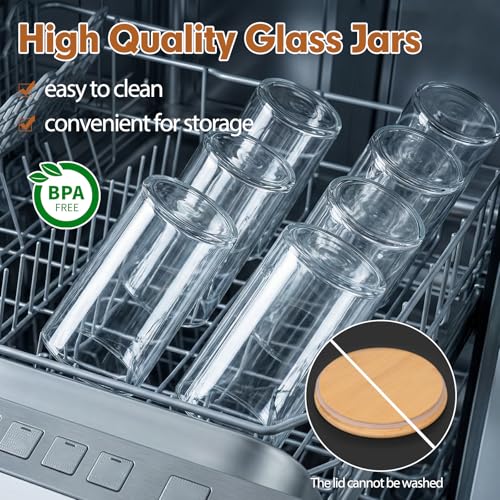 6pcs Glass Food Storage Containers with Bamboo Lids (round-0.6qt*6pcs)
