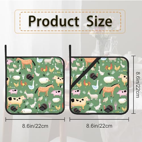 Funny Farm Animals Horse Cow Pot Holder Set of 2 (Funny Farm Animals Horse Cow)