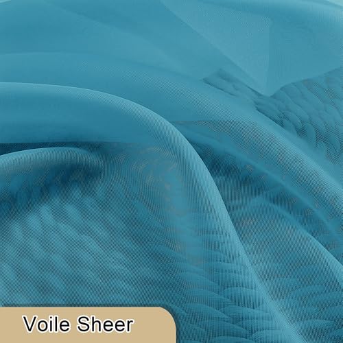 Turquoise Sheer Curtains 72 Inches Long 2 Panels (Turquoise / 40"W x 72"L (Pack of 2))
