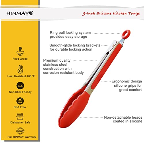 Silicone Cooking Tongs 9 (Red)