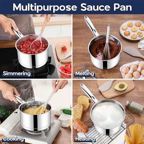 Stainless Steel Saucepan Set of 2 (1+3 Quart)