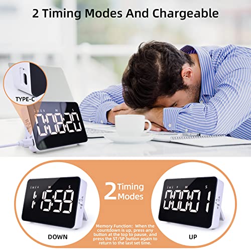 Rechargeable Digital Kitchen Timer for Cooking (Black+white)