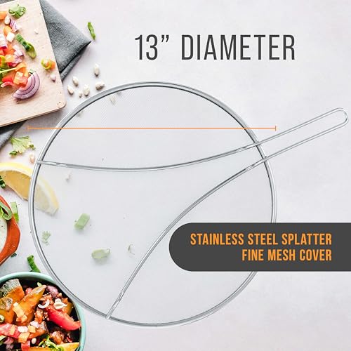 Stainless Steel Splatter Guard 13" Fine Mesh Cover (13")