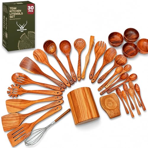30 Pcs Teak Wooden Utensil Set (30 Pcs Set)