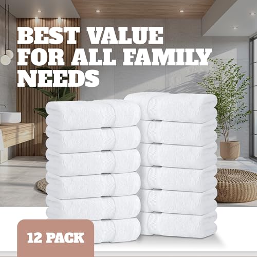 Wealuxe White Washcloths 12x12 Inch (White / Washcloth 12-Pack)