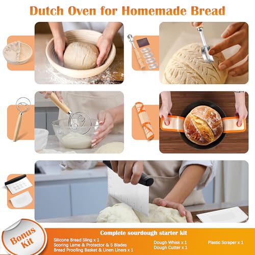 5QT Dutch Oven for Bread Baking (Black)