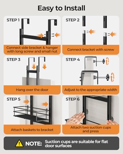 6 Tier Narrow Pantry Door Organizer (Black-6)