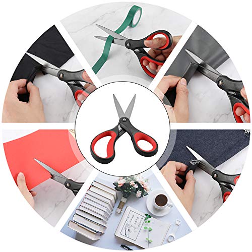 Scissors All Purpose Heavy Duty 8" Office Titanium Non Stick 2 Pack (Red/Black)